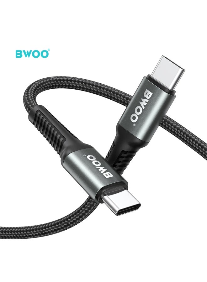 بوو كابل USB-C إلى USB-C مضفر 1 متر 60 واط للشحن والمزامنة أسود - Image 2