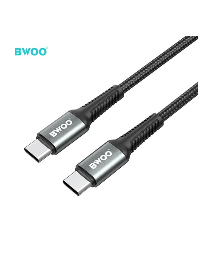 بوو كابل USB-C إلى USB-C مضفر 1 متر 60 واط للشحن والمزامنة أسود - Image 3