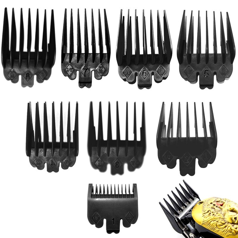 8 PCS 8 Length Professional Hair Clipper Guide Combs Replacement Guards Set Attachment Guide Combs Great Fits for All FullSize Wahl ClippersTrimmersBlack