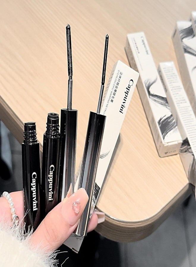 Cappuvini Stereoscopic Warping Metallic Mascara | Eye Makeup with Steel Tube Brush Head | Long Lasting Waterproof Smudge Proof | Lengthening Mascara with Fine and Thick Applicator | Natural Curling for Women Girls | Sky High Mascaras Effect | Short Eyelashes Savior Tubing Technology (02# Fit Plate - Black, 4g) - Image 1