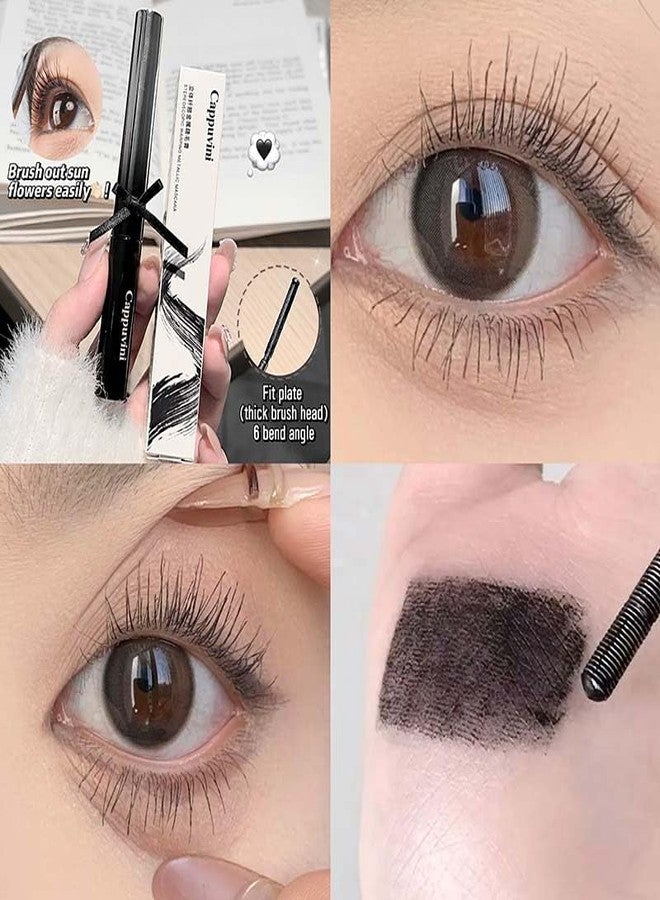 Cappuvini Stereoscopic Warping Metallic Mascara | Eye Makeup with Steel Tube Brush Head | Long Lasting Waterproof Smudge Proof | Lengthening Mascara with Fine and Thick Applicator | Natural Curling for Women Girls | Sky High Mascaras Effect | Short Eyelashes Savior Tubing Technology (02# Fit Plate - Black, 4g) - Image 3
