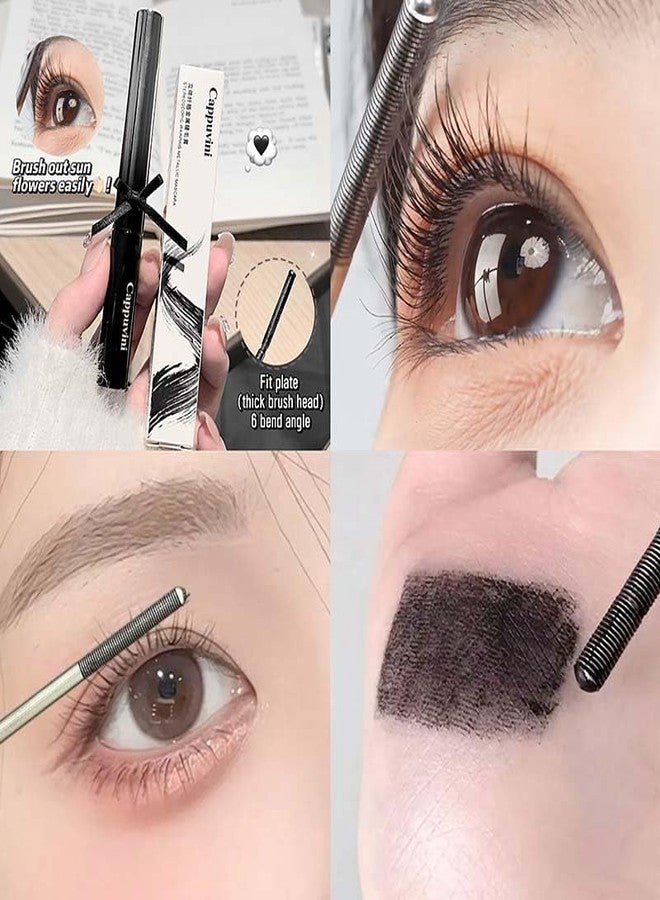 Cappuvini Stereoscopic Warping Metallic Mascara | Eye Makeup with Steel Tube Brush Head | Long Lasting Waterproof Smudge Proof | Lengthening Mascara with Fine and Thick Applicator | Natural Curling for Women Girls | Sky High Mascaras Effect | Short Eyelashes Savior Tubing Technology (02# Fit Plate - Black, 4g) - Image 4