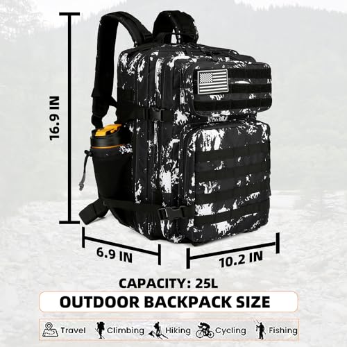 Lovelinks21 25L Tactical Backpack for Men and Women Military Backpack Army Assault Pack Molle Backpack Small Bug Out Bag Travel Rucksack Daypack (Black Lightning) - Image 2