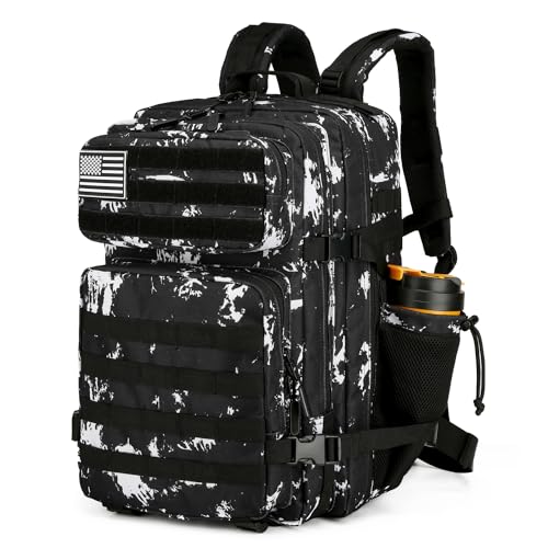 Lovelinks21 25L Tactical Backpack for Men and Women Military Backpack Army Assault Pack Molle Backpack Small Bug Out Bag Travel Rucksack Daypack (Black Lightning) - Image 1