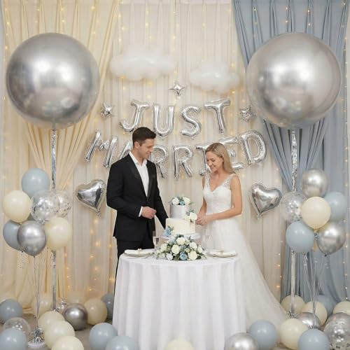 LovesTown 4PCS Large 36 Inch Silver Balloons Silver Latex Big Balloons for Birthday Baby Shower Graduation Engagement Anniversary Wedding Party Supplies - Image 5