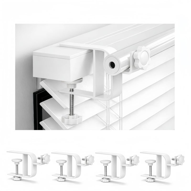 onneka Drill-Free Curtain Rod Bracket Set, 0.8-2.3 Inch Track, Tool-Free Installation with Guide and Magnetic Buckle - Black, 2PC (White-4PCS) - Image 1