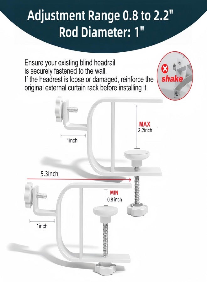 onneka Drill-Free Curtain Rod Bracket Set, 0.8-2.3 Inch Track, Tool-Free Installation with Guide and Magnetic Buckle - Black, 2PC (White-4PCS) - Image 3