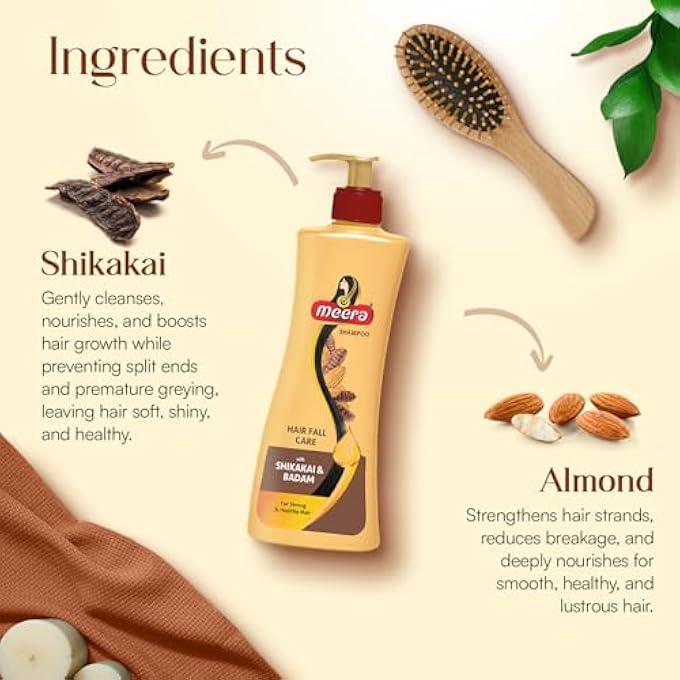 MEERA HAIR FALL CARE SHAMPOO WITH SHIKAKAI & BADAM FOR STRONG & HEALTHY HAIR, 340 ML - Image 3