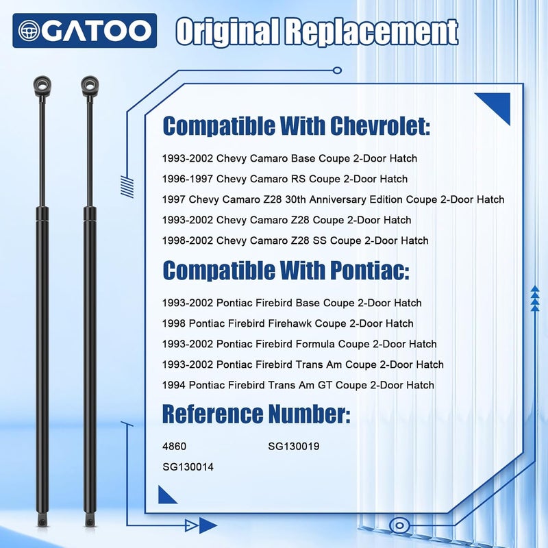 OGATOO Rear Hatch Liftgate Tailgate Lift Supports Struts Gas Springs for Chevy Camaro Pontiac Firebird 1993-2002 - Image 2