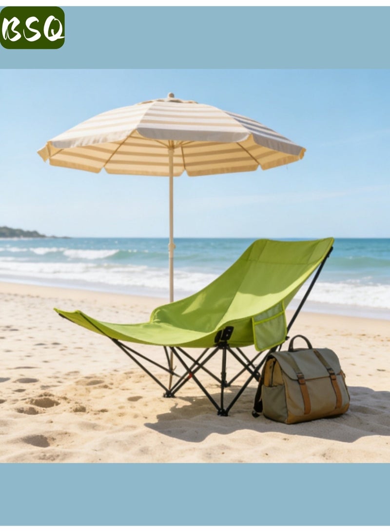 BSQ Outdoor portable camping chair | reclining chair | three-position adjustable angle | lightweight folding camping chair, 200 kg load capacity, high-back padded beach chair with armrests and portable carrying case, Ideal for Office Naps, Fishing, Patio, Camping, Movie Nights, and Sports Viewing. - Image 1