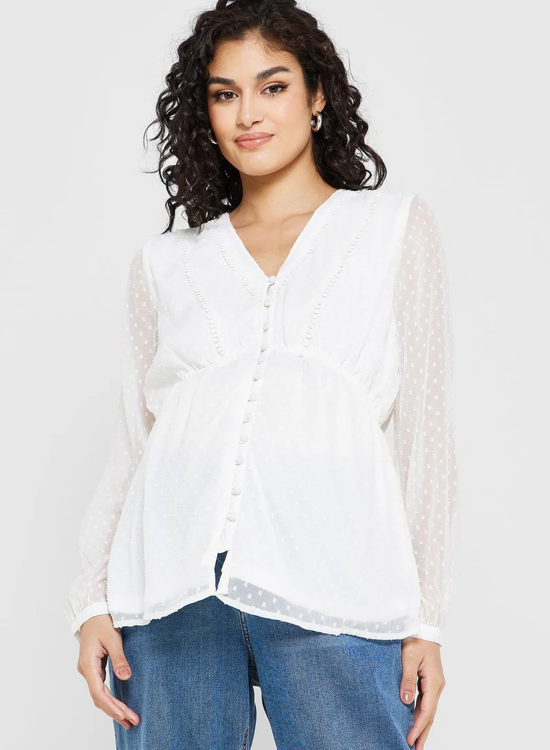 Only Maternity V-Neck Button Detail Top