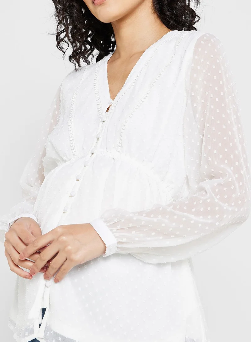 Only Maternity V-Neck Button Detail Top