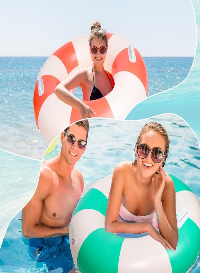 Baseo 2PCS Large Swimming Pool Tubes Inflatable Pool Floats for Adult Swim Ring Floaties Inflatable Swimming Pool Raft Summer Beach Lounger Float Party Supplies (Green and Orange, 36 inch) - Image 4