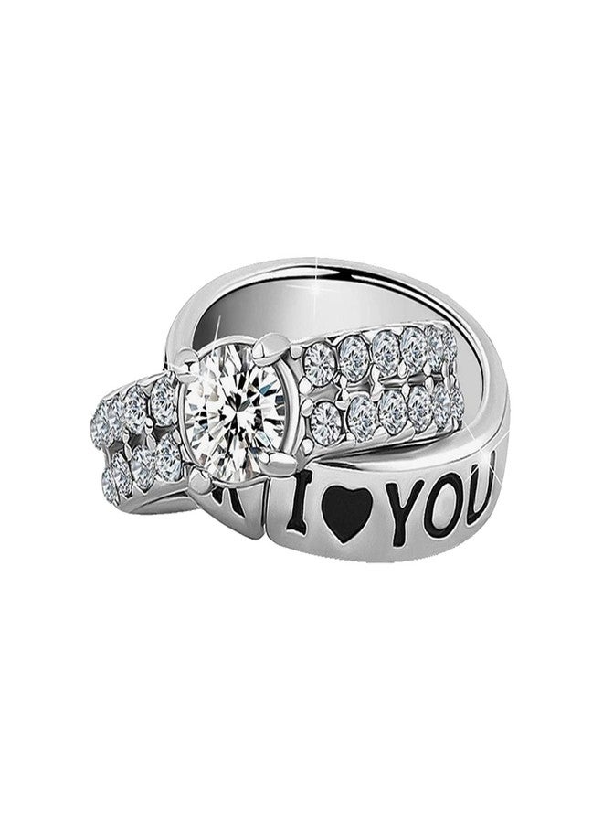 KunBead Ring I Love You to the Moon and Back Heart Zircon Bead Charms Compatible with Pandora Bracelet Necklace Birthday Jewelry Gifts for Women - Image 2