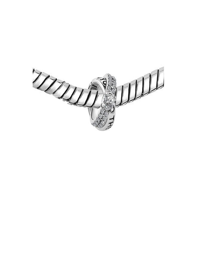KunBead Ring I Love You to the Moon and Back Heart Zircon Bead Charms Compatible with Pandora Bracelet Necklace Birthday Jewelry Gifts for Women - Image 3