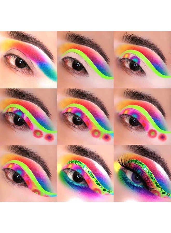 Afflano Neon Eyeshadow Palette Colorful High Pigmented 35 ColorBlendable Bright Rainbow Eyeshadow Matte Shimmer GlitterAurora Glow in Dark UV Blacklight Makeup Eye Shadow Pallet for Luminous Party - Image 3
