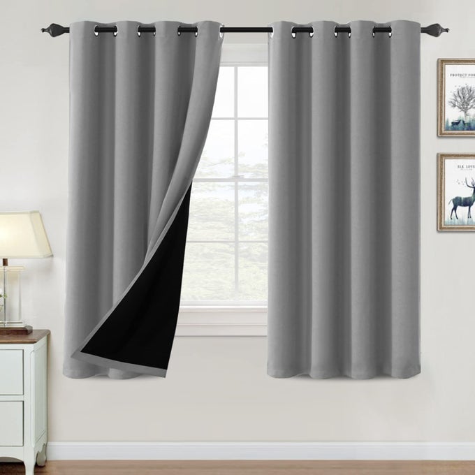 H.VERSAILTEX HVERSAILTEX 100 BLACKOUT CURTAINS FOR BEDROOM THERMAL INSULATED BLACKOUT CURTAINS 63 INCH LENGTH HEAT AND FULL LIGHT BLOCKING CURTAINS FOR LIVING ROOM WITH BLACK LINER 2 PANELS SET DOVE G