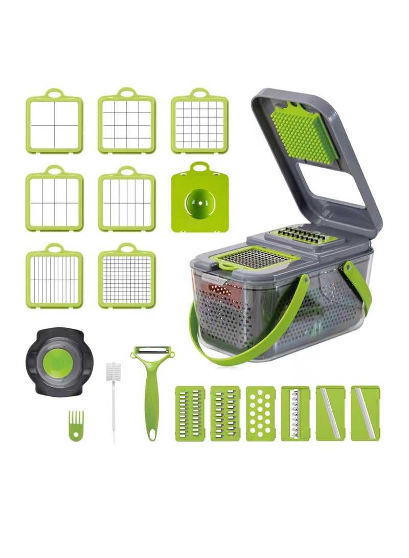 general 22 Pack Vegetable Chopper Slicer with Container Kitchen Slicer Dicer for Onion Etc with Egg Separator Hand Guard Shredder for Onion Potato Fruit - 13 Blades - Image 1