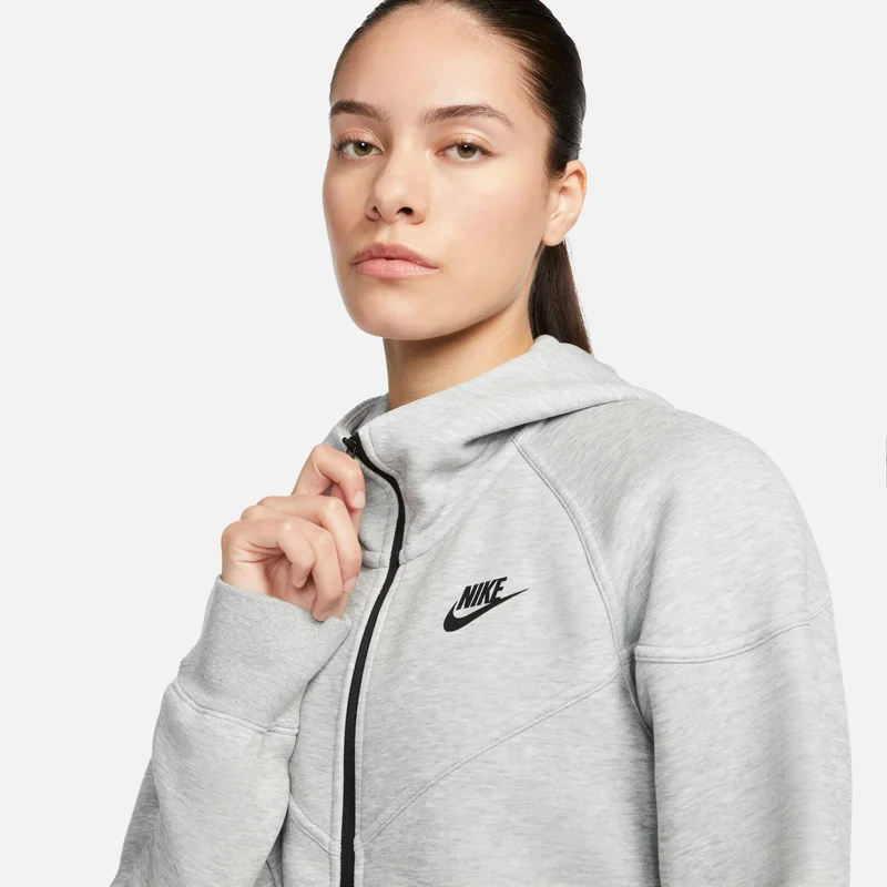 Nike Grey Women's Sportswear Tech Fleece Windrunner Full-Zip Hoodie for Women | Best Price UAE