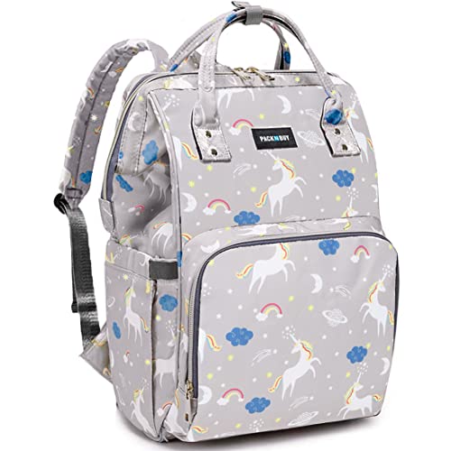 PACKNBUY Diaper Bag for Mothers for Travel, Baby Diaper Bags for Mom, Maternity Bag with Insulated Bottle Pockets, Water Resistant and Multiple Pockets to Store Newborn Baby Products (Grey) - Image 1