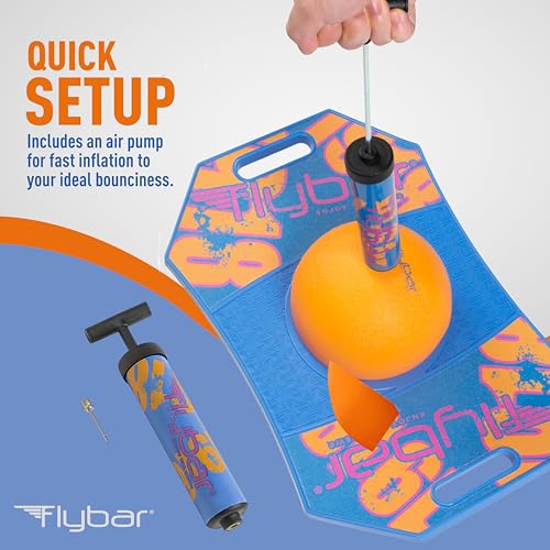 Flybar Pogo Trick Ball for Kids, Trick Bounce Board for Boys and Girls Ages 6+, Up to 160 lbs, Includes Pump, Easy to Carry Handle, Durable Plastic Deck Indoor, Outdoor Toy Pogo Jumper (Blue Dawn 2) - Image 2