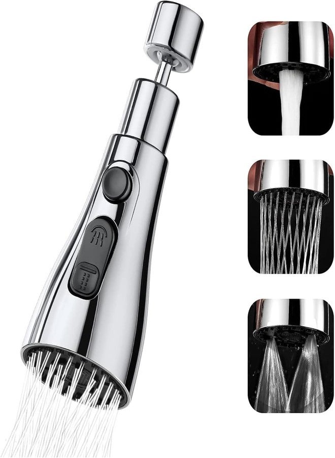 SCILLA 360 Degree Swivel Sprayer Water Saving Faucet Stainless Steel Tap Head for Kitchen,Bathrom With 3 Switching Mode(Silver) - Image 1