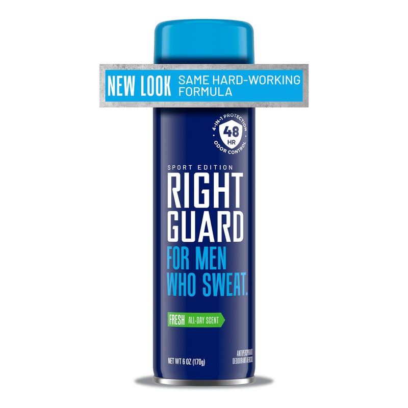 Right Guard رذاذ مزيل العرق من رايت غارد سبورت 4 في 1 لحماية مزيل العرق للرجال يمنع العرق 48 ساعة تحكم في الرائحة عطر منعش 6 أونصات - Image 2