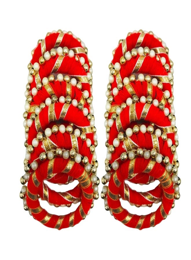 Srajan Handmade 2 Inch Chakri & Round Gota Ring for Craft, Rangoli Kit, Festival Decoration, Art Work, DIY Gift, Decorative Bangle Ring (Red) - Pack of 12