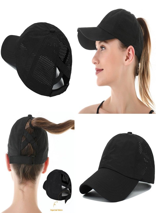 IZUS Womens Quick-Drying Criss-Cross Baseball-Cap Lightweight-Golf-Sport-Hat Ponytail-Sun-Hat Summer Medium - Image 5