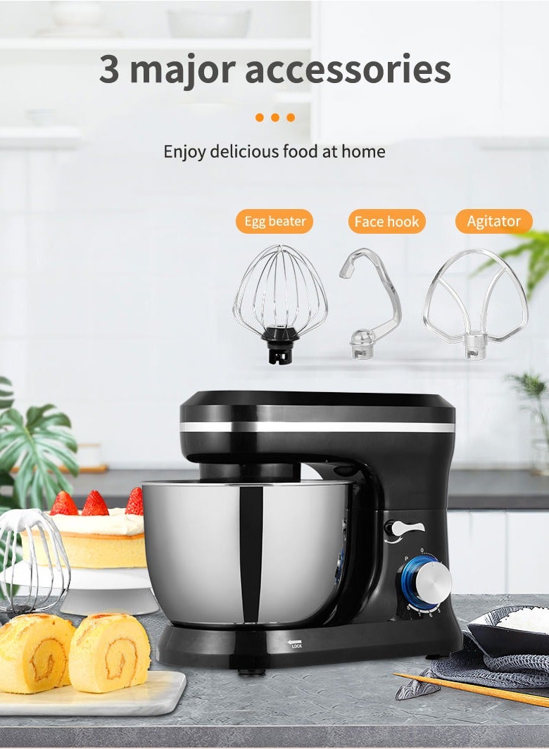 sokany 5L 1200W Electric Stand Mixer, 3 Tools Beater, Balloon Whisk, Dough Hook, Removable S/S bowl, SK-271 Black - Image 3