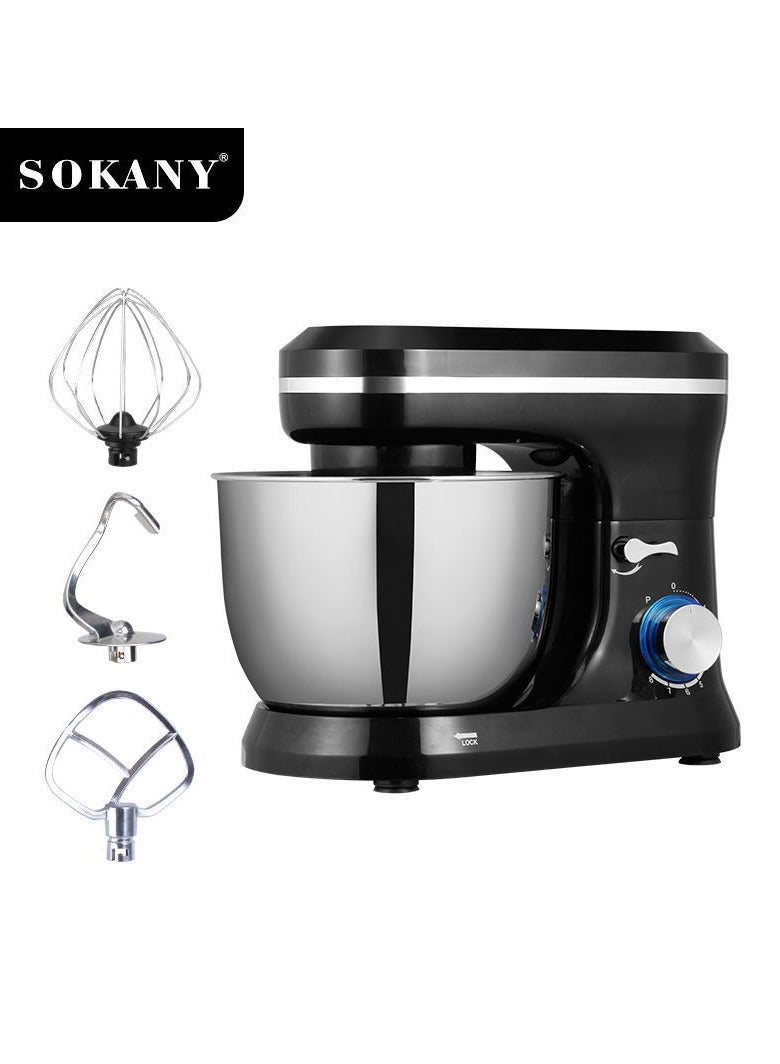 sokany 5L 1200W Electric Stand Mixer, 3 Tools Beater, Balloon Whisk, Dough Hook, Removable S/S bowl, SK-271 Black - Image 1