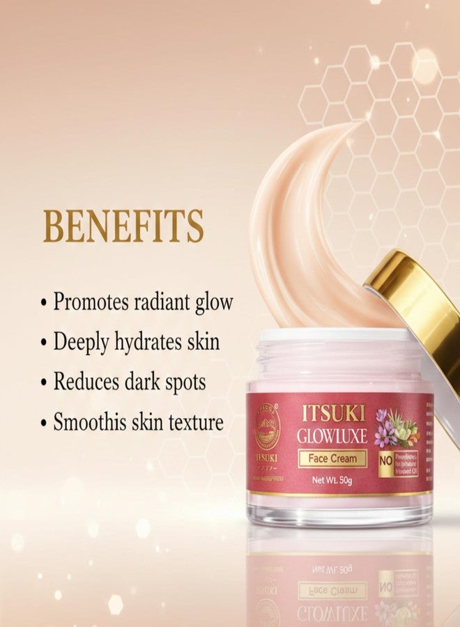 Itsuki GlowLuxe Face Cream Brightening & Moisturizing Cream for Glowing Skin Lightens & Nourishes Paraben Free For All Skin Types (50g) - Image 4