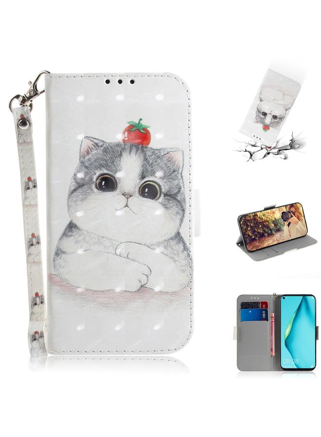 اس-توب جراب لهاتف Huawei nova 7i، جراب جلدي أفقي قابل للطي برسومات ثلاثية الأبعاد مع حامل وفتحة للبطاقات ومحفظة وحبل - Image 1