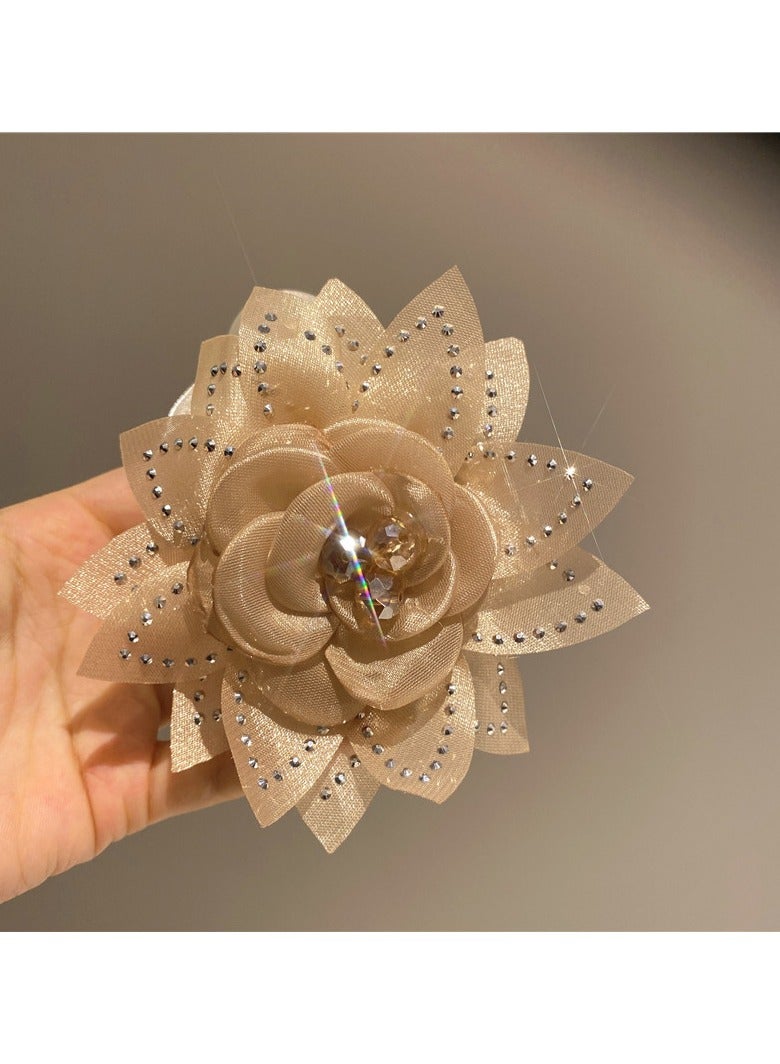 Goolsky 1pc New Spring and Summer Light Luxury Water Diamond Sun Flower Beads High-end Fabric Hair Ring Head Rope Hair Rope Elegant Temperament Braided Ponytail Hair Ring Hair Rope Hair Accessories Headwear for Women - Image 2