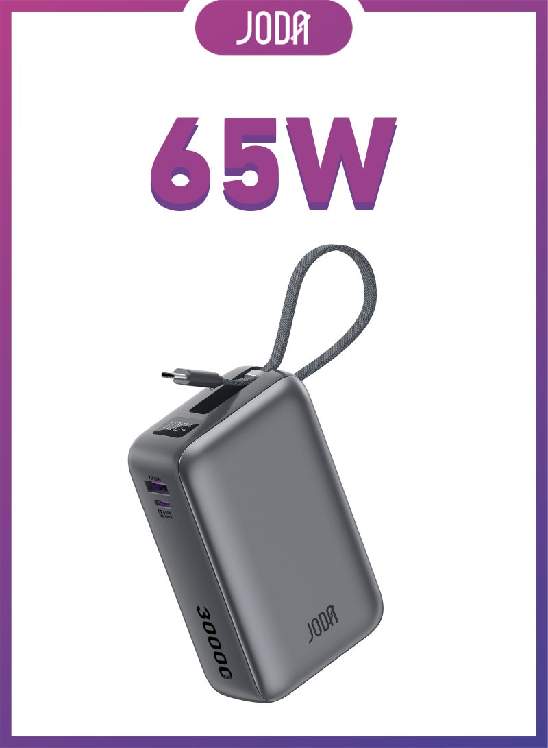 JODA SHARG 30 Power Bank 30,000mAh, 65W PD Output, Built-in Nylon Braided USB-C Cable, LED Display, Dual Ports (USB-C + USB-A), Fast Charging for Laptops, Tablets, and Smartphones ⚡🔋 Power Bank 30,000mAh 🔋 65W PD Power Bank ⚡ Built-in USB-C Cable 🔌 Nylon Braided Power Bank 💪 Dual Port Power Bank ⚙️ Fast Charging Power Bank ⚡ USB-C Power Bank 🔌 LED Display Power Bank 🌟 Portable Charger for Laptops 💻 Portable Power Bank for Tablets 📱 Smartphone Charging Power Bank 📱 Quick Charge Power Bank ⚡ High Capacity Power Bank 🔋 Fast Charging USB-A ⚡ Compact Power Bank 🎒 Durable Power Bank 💼 Smartphone Power Bank for iPhone 🍏 Smartphone Power Bank for Samsung 📱 Smartphone Power Bank for Huawei 📱 Smartphone Power Bank for Xiaomi 📱 Smartphone Power Bank for Oppo 📱 Smartphone Power Bank for Google Pixel 📱 Smartphone Power Bank for OnePlus 📱 Smartphone Power Bank for LG 📱 Smartphone Power Bank for Motorola 📱 - Image 1