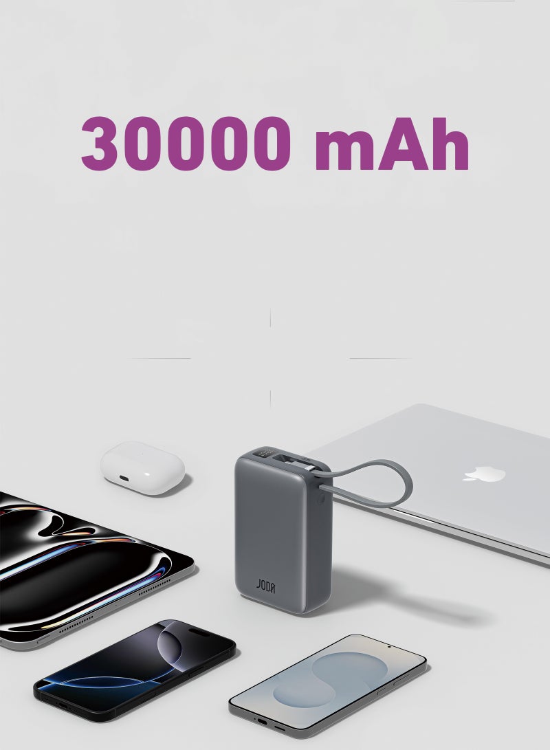JODA SHARG 30 Power Bank 30,000mAh, 65W PD Output, Built-in Nylon Braided USB-C Cable, LED Display, Dual Ports (USB-C + USB-A), Fast Charging for Laptops, Tablets, and Smartphones ⚡🔋 Power Bank 30,000mAh 🔋 65W PD Power Bank ⚡ Built-in USB-C Cable 🔌 Nylon Braided Power Bank 💪 Dual Port Power Bank ⚙️ Fast Charging Power Bank ⚡ USB-C Power Bank 🔌 LED Display Power Bank 🌟 Portable Charger for Laptops 💻 Portable Power Bank for Tablets 📱 Smartphone Charging Power Bank 📱 Quick Charge Power Bank ⚡ High Capacity Power Bank 🔋 Fast Charging USB-A ⚡ Compact Power Bank 🎒 Durable Power Bank 💼 Smartphone Power Bank for iPhone 🍏 Smartphone Power Bank for Samsung 📱 Smartphone Power Bank for Huawei 📱 Smartphone Power Bank for Xiaomi 📱 Smartphone Power Bank for Oppo 📱 Smartphone Power Bank for Google Pixel 📱 Smartphone Power Bank for OnePlus 📱 Smartphone Power Bank for LG 📱 Smartphone Power Bank for Motorola 📱 - Image 2