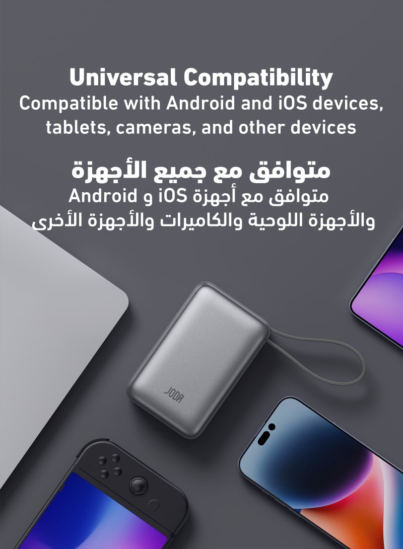 JODA SHARG 30 Power Bank 30,000mAh, 65W PD Output, Built-in Nylon Braided USB-C Cable, LED Display, Dual Ports (USB-C + USB-A), Fast Charging for Laptops, Tablets, and Smartphones ⚡🔋 Power Bank 30,000mAh 🔋 65W PD Power Bank ⚡ Built-in USB-C Cable 🔌 Nylon Braided Power Bank 💪 Dual Port Power Bank ⚙️ Fast Charging Power Bank ⚡ USB-C Power Bank 🔌 LED Display Power Bank 🌟 Portable Charger for Laptops 💻 Portable Power Bank for Tablets 📱 Smartphone Charging Power Bank 📱 Quick Charge Power Bank ⚡ High Capacity Power Bank 🔋 Fast Charging USB-A ⚡ Compact Power Bank 🎒 Durable Power Bank 💼 Smartphone Power Bank for iPhone 🍏 Smartphone Power Bank for Samsung 📱 Smartphone Power Bank for Huawei 📱 Smartphone Power Bank for Xiaomi 📱 Smartphone Power Bank for Oppo 📱 Smartphone Power Bank for Google Pixel 📱 Smartphone Power Bank for OnePlus 📱 Smartphone Power Bank for LG 📱 Smartphone Power Bank for Motorola 📱 - Image 4