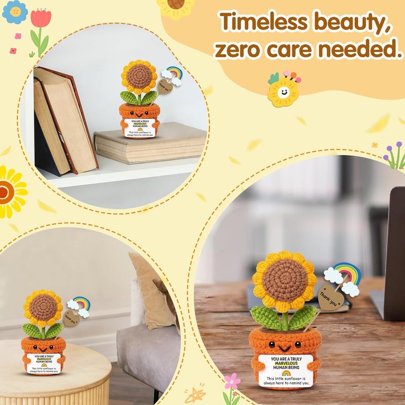 Frabaca Crochet Sunflower with Positive Vibes Card – Christmas Stocking Stuffer Marvelous Human Being Reminder for Coworker, Teacher, Employee, Boss, Friend – Birthday, Thank You, Farewell Gift for Women, Men - Image 5