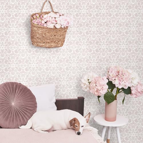 EeeComing Pink Peel and Stick Wallpaper Modern Contact Paper Boho Wall Paper Floral Removable Wallpaper for Bedroom Self Adhesive Roll for Countertop Cabinet Drawer Vinyl 197 x173 - Image 3