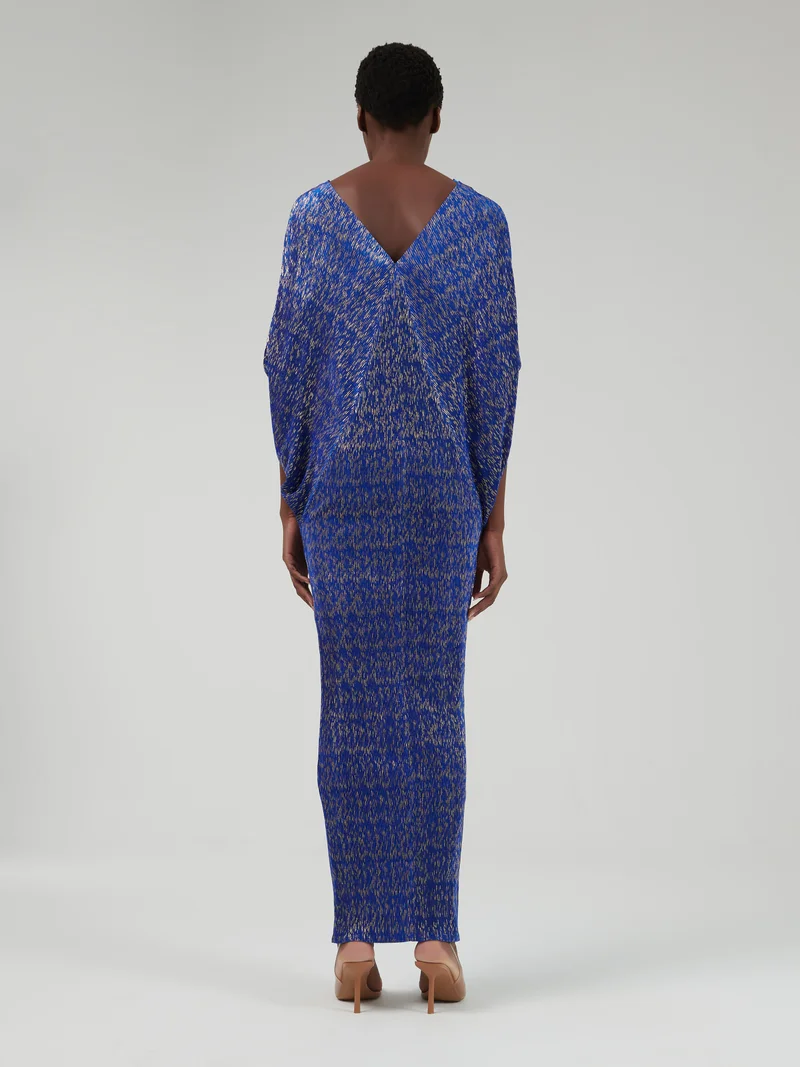 leem Foil Print Plisse Kaftan
