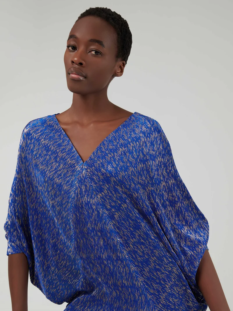 leem Foil Print Plisse Kaftan