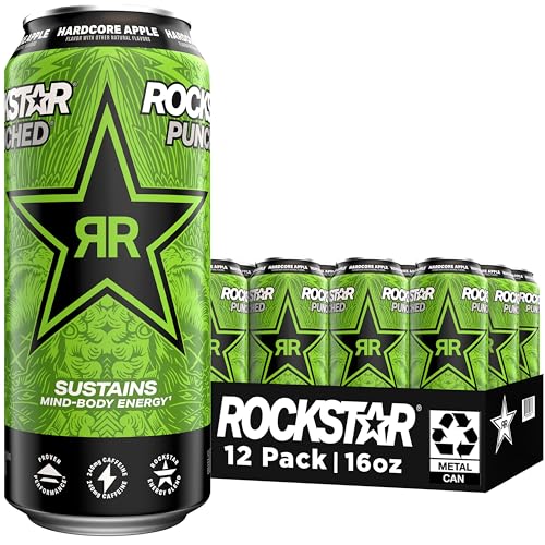 Rockstar Energy Drink Punched Hardcore Apple, 16oz Cans (12 Pack) - Image 1