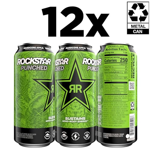 Rockstar Energy Drink Punched Hardcore Apple, 16oz Cans (12 Pack) - Image 3