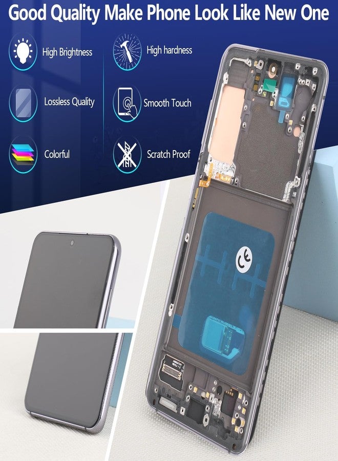شاشة OLED بديلة لهاتف سامسونج جالاكسي S21 5G، شاشة LCD تعمل باللمس، مجموعة محول رقمي لهاتف سامسونج S21 5G G991 SM-G991U SM-G991B مع أدوات (تدعم بصمة الإصبع، إطار أسود) - Image 5