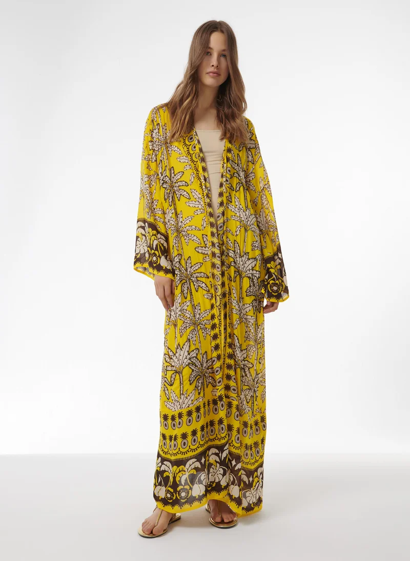 leem Printed Plisse Kaftan