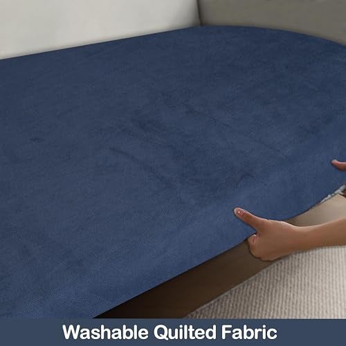 KINGLY Premium Velvet Sofa Cover for L Shape (3+3, 6 Seater) | Full Coverage, Anti-Skid | 175 cm x 66 cm x 2 pc| VelSoft Admiral Blue | Washable Sofa Protector Mat for Home Use - Image 3
