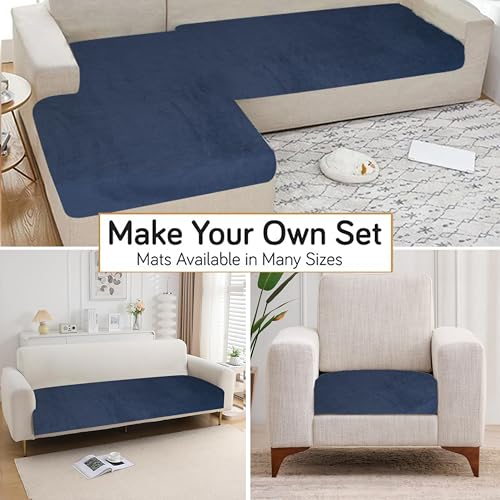 KINGLY Premium Velvet Sofa Cover for L Shape (3+3, 6 Seater) | Full Coverage, Anti-Skid | 175 cm x 66 cm x 2 pc| VelSoft Admiral Blue | Washable Sofa Protector Mat for Home Use - Image 4