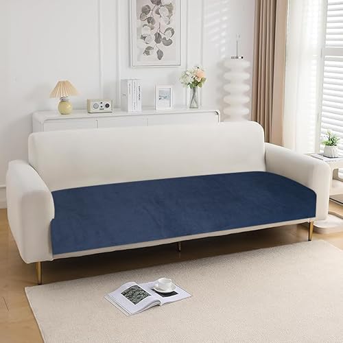 KINGLY Premium Velvet Sofa Cover for L Shape (3+3, 6 Seater) | Full Coverage, Anti-Skid | 175 cm x 66 cm x 2 pc| VelSoft Admiral Blue | Washable Sofa Protector Mat for Home Use - Image 2