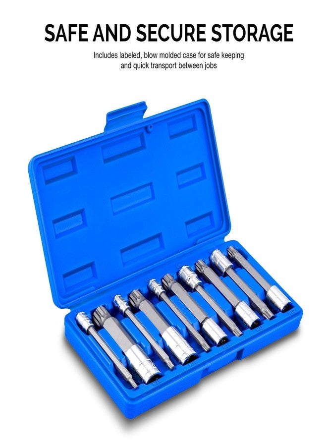 NEIKO 10054A XZN Triple Square Spline Bit Socket Set | Extra Long 4” | 4mm to 18mm | 10-Piece Set | S2 and Cr-V Steel - Image 4