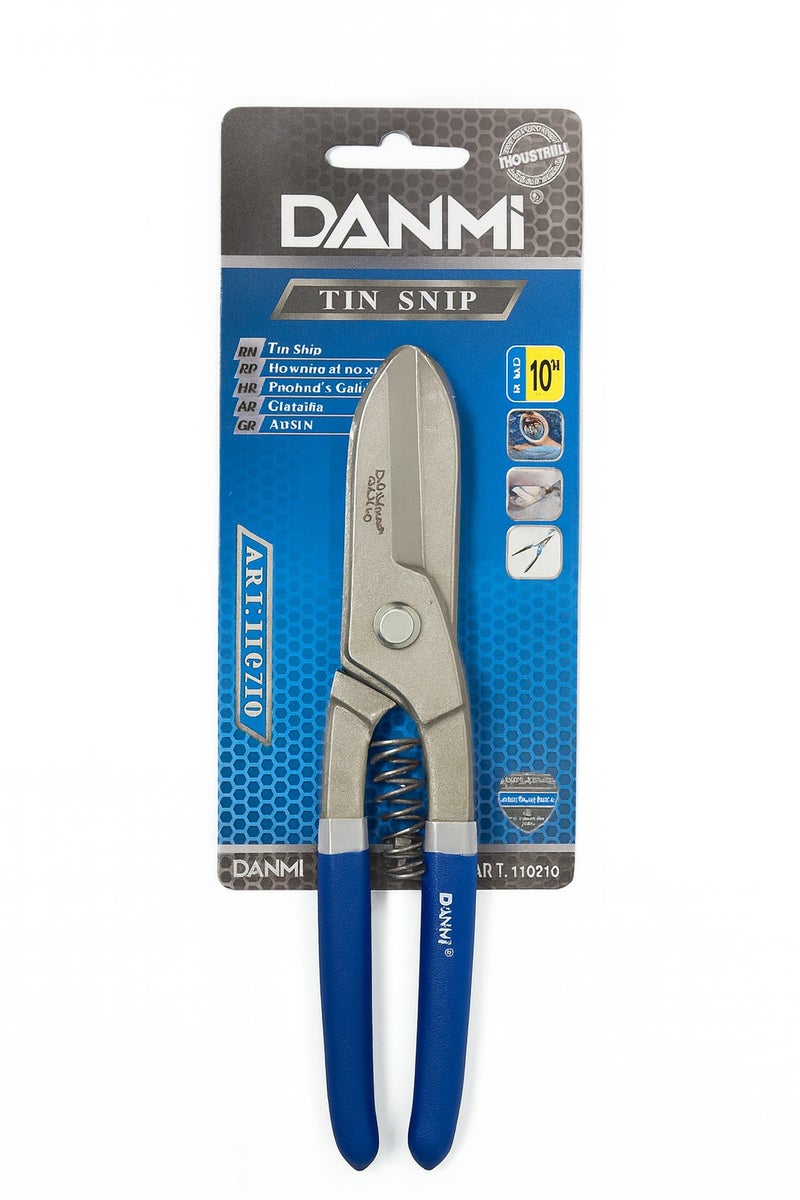 DANMI Tin Snip, Model ART:210210 – 10" (250 mm) Straight Blades with Non-Slip Handles – Industrial Use - Image 3